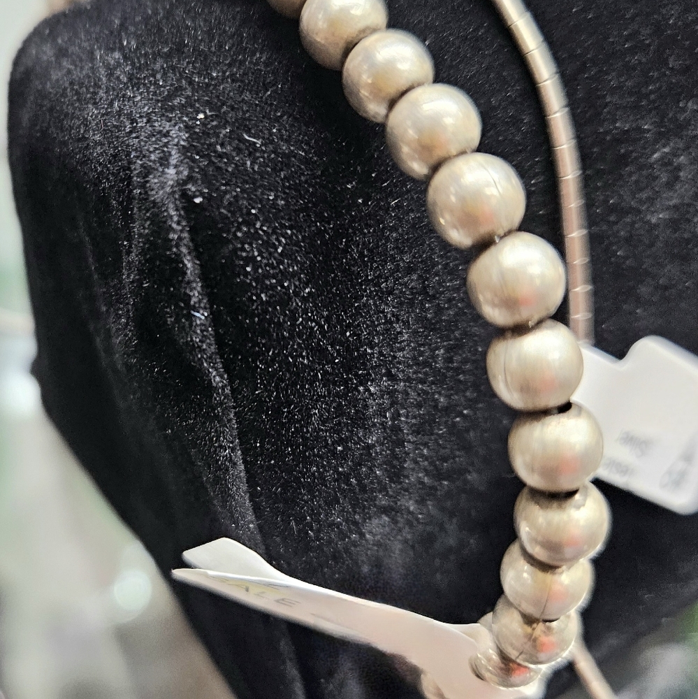 Sterling Silver 9.1G Beaded Bracelet.